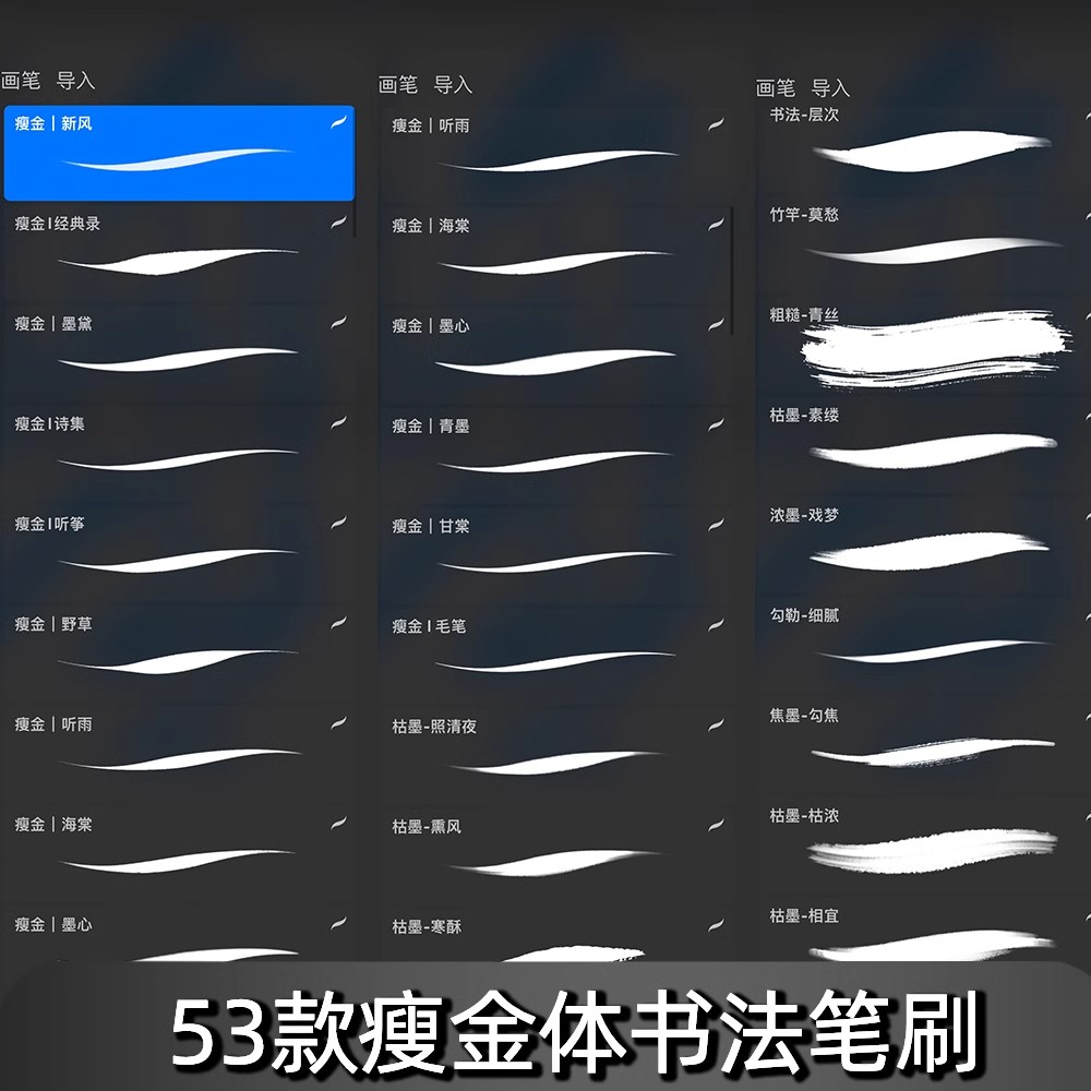 图片[3]-procreate笔刷古风书法水墨写字手写瘦金体中文板写毛笔ipad字体-大怪兽分享
