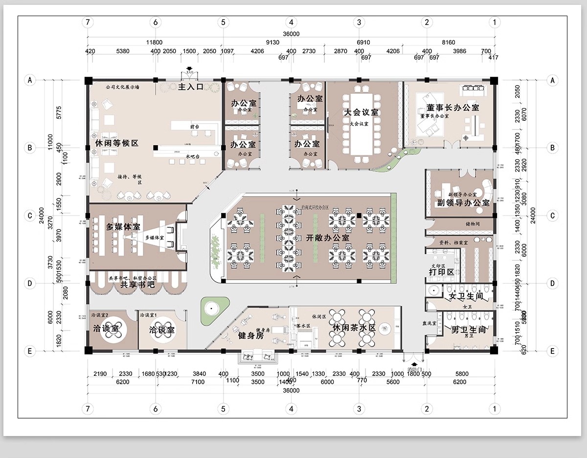 图片[2]-办公室CAD平面布局图工装家具办公空间室内设计方案施工图纸图库-大怪兽分享