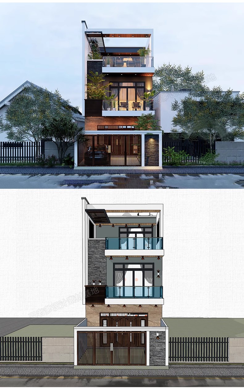 图片[25]-别墅建筑SU模型CAD施工图配套度假村外观民宿独栋自建房草图大师-大怪兽分享