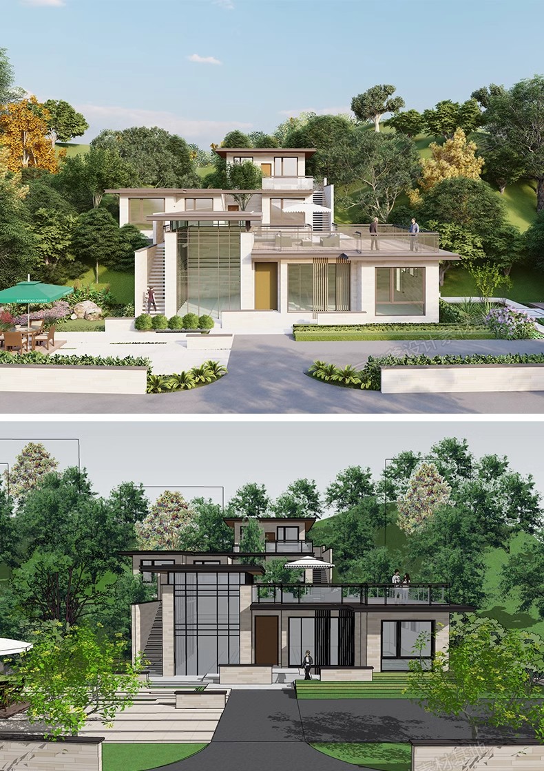 图片[26]-别墅建筑SU模型CAD施工图配套度假村外观民宿独栋自建房草图大师-大怪兽分享