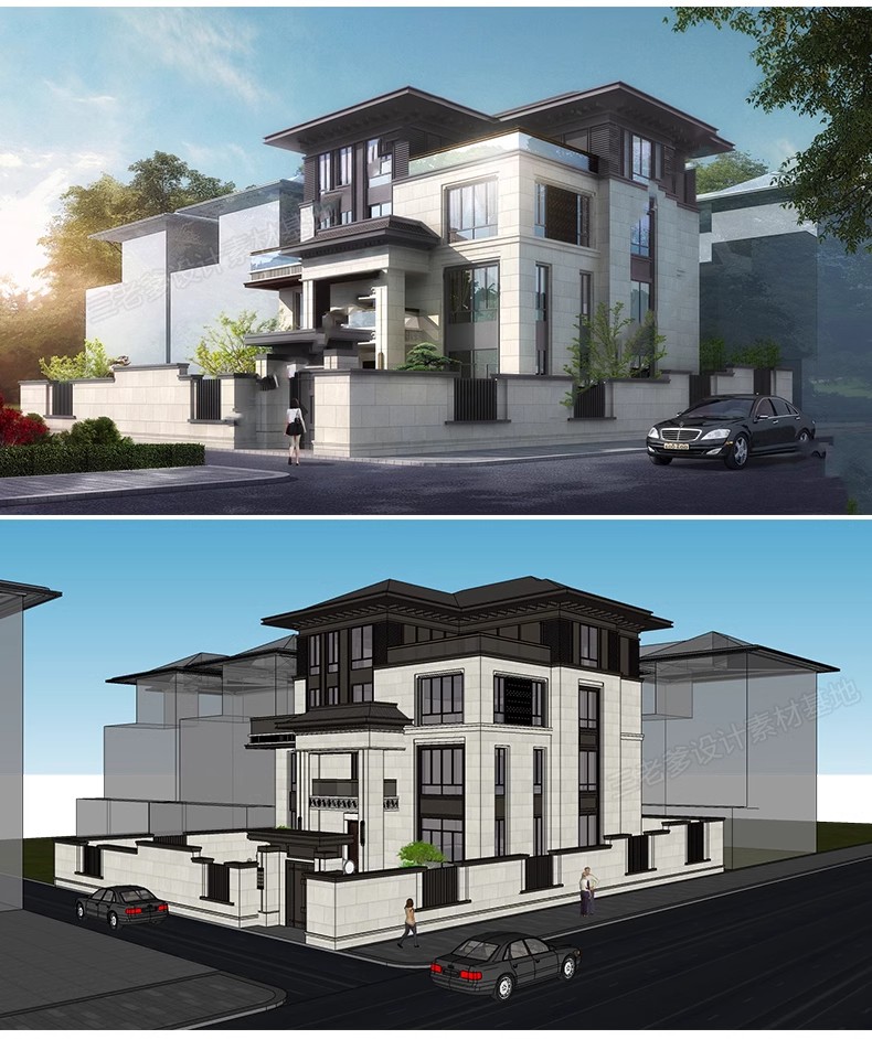 图片[39]-别墅建筑SU模型CAD施工图配套度假村外观民宿独栋自建房草图大师-大怪兽分享