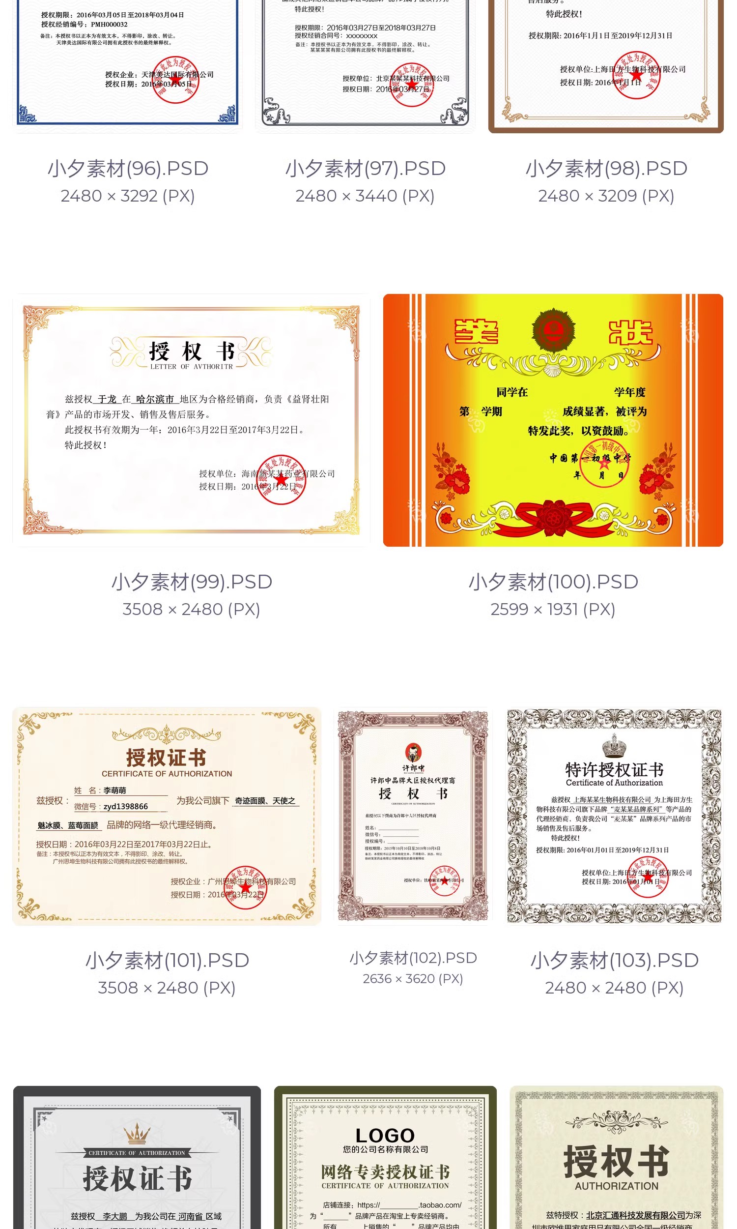 图片[14]-公司企业代理授权资质证书网络电子模板图PSD制作设计源文件素材-大怪兽分享