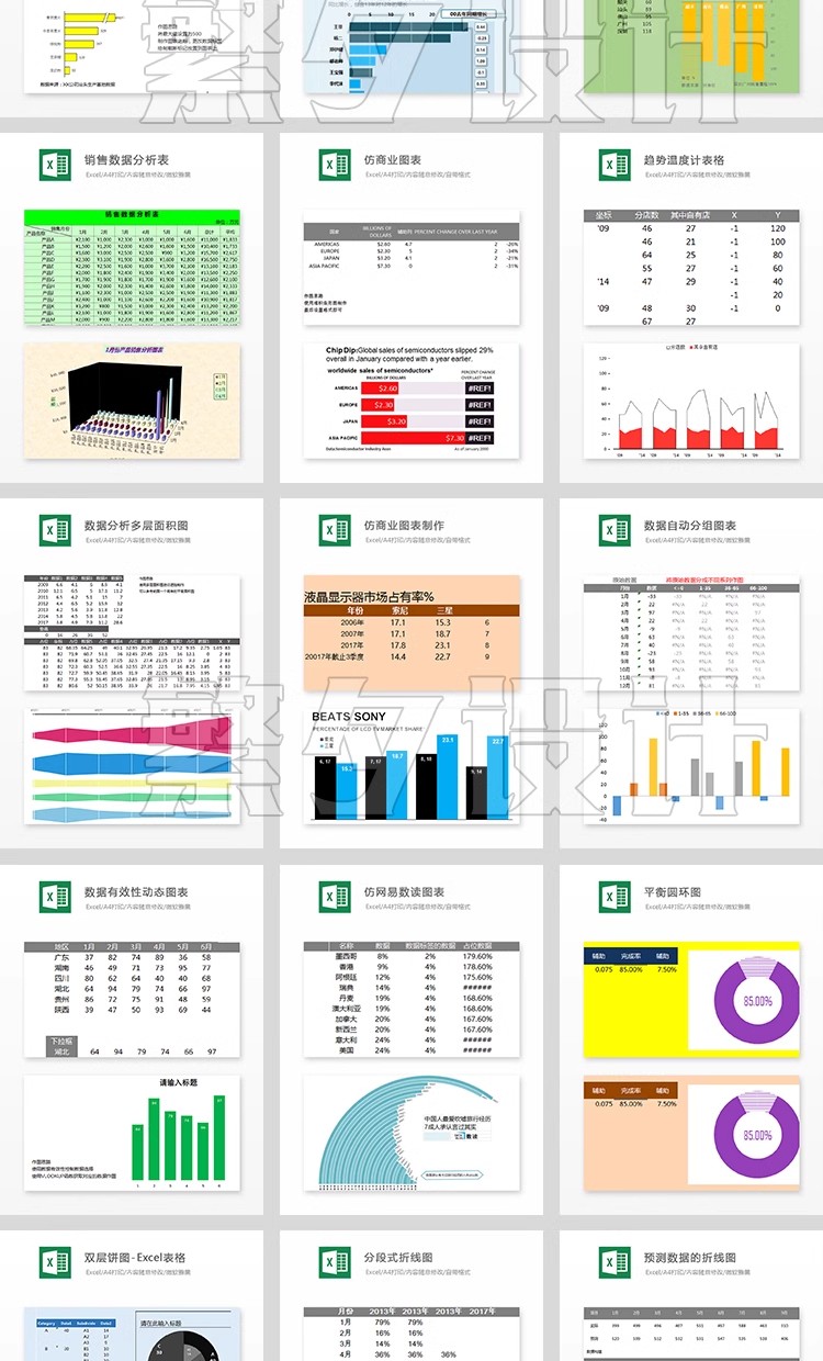 图片[6]-a95可视化图表素材 Excel模板办公表格多彩数据自动生成提高效率-大怪兽分享