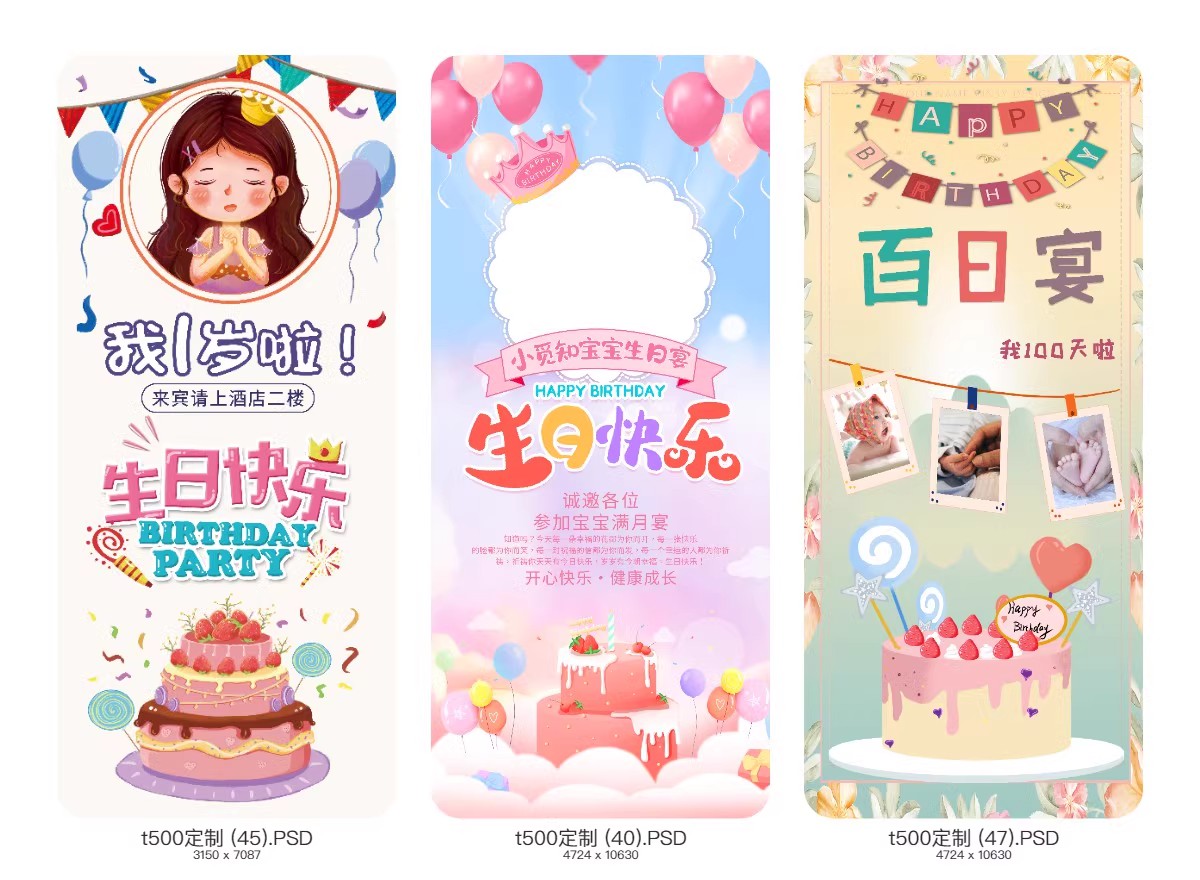图片[4]-生日海报模板儿童舞会晚会party派对满月生日快乐PSD设计素材展板-大怪兽分享