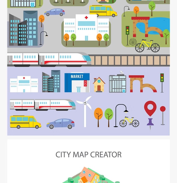 图片[5]-旅游导览模板行程线路建筑景观规划城规地图扁平风AI矢量环艺素材-大怪兽分享