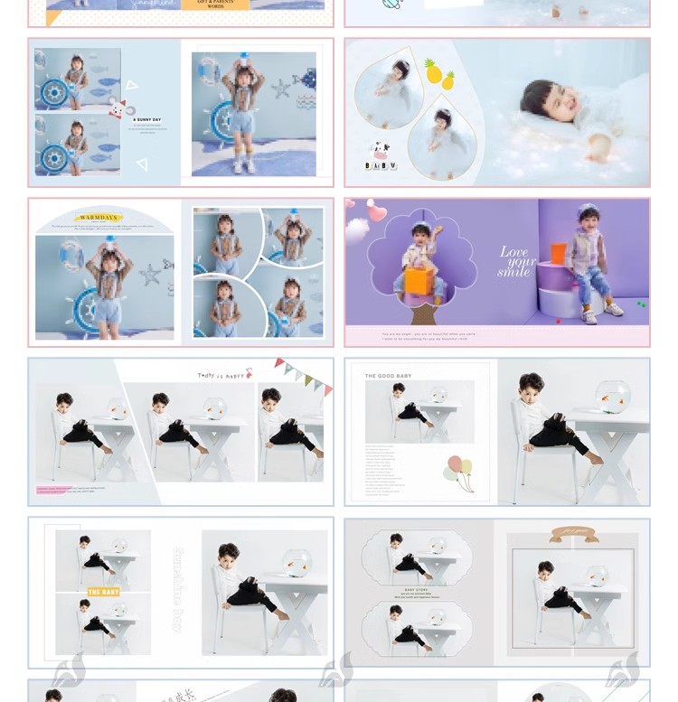 图片[5]-简约清新儿童亲子写真艺术影楼照片方册相册照片排版psd设计素材-大怪兽分享