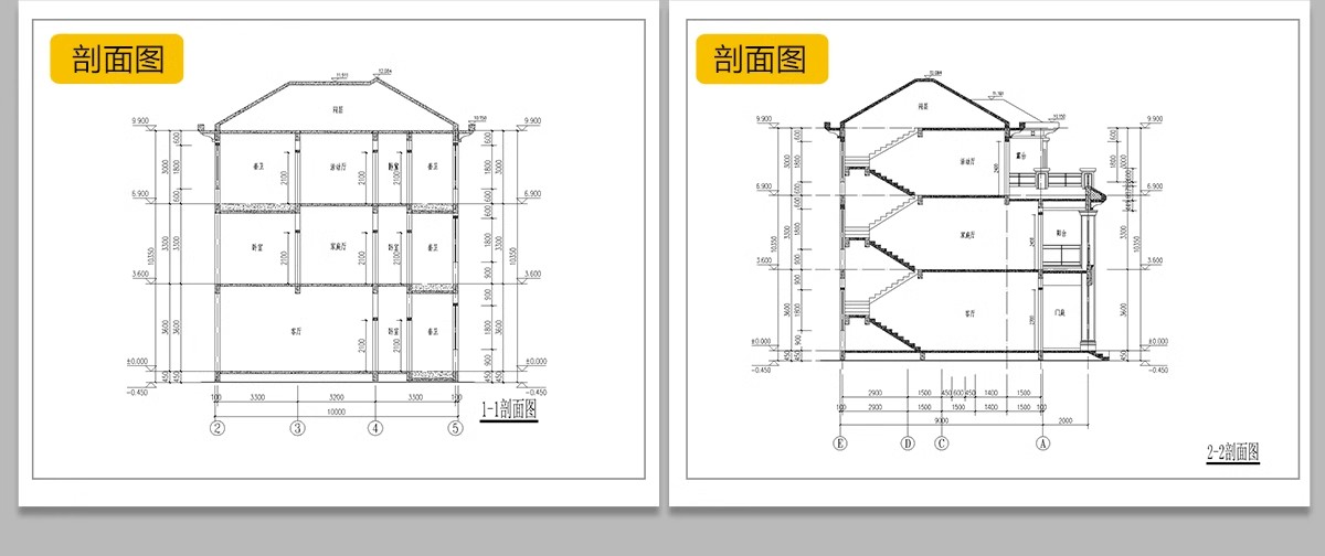 图片[19]-新自建房别墅房屋设计二层三层半小户型效果建筑农村CAD施工图纸-大怪兽分享