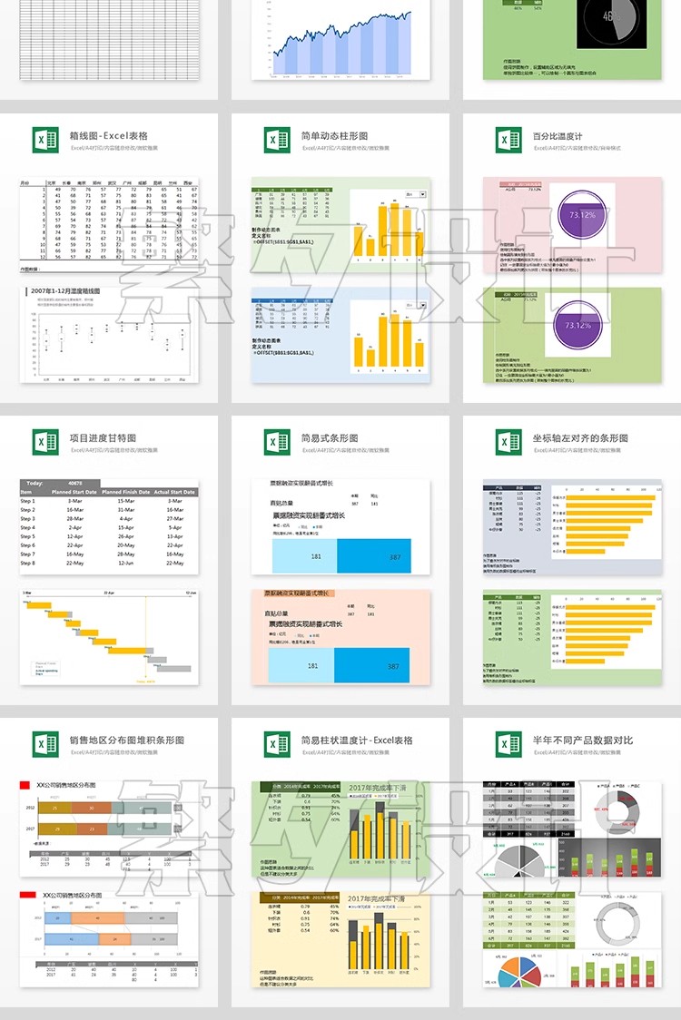 图片[12]-a95可视化图表素材 Excel模板办公表格多彩数据自动生成提高效率-大怪兽分享
