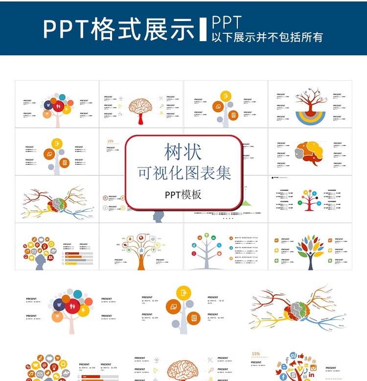 图片[11]-思维导图数据行业图表信息框架结构化鱼骨树状图word/ppt模板素材-大怪兽分享