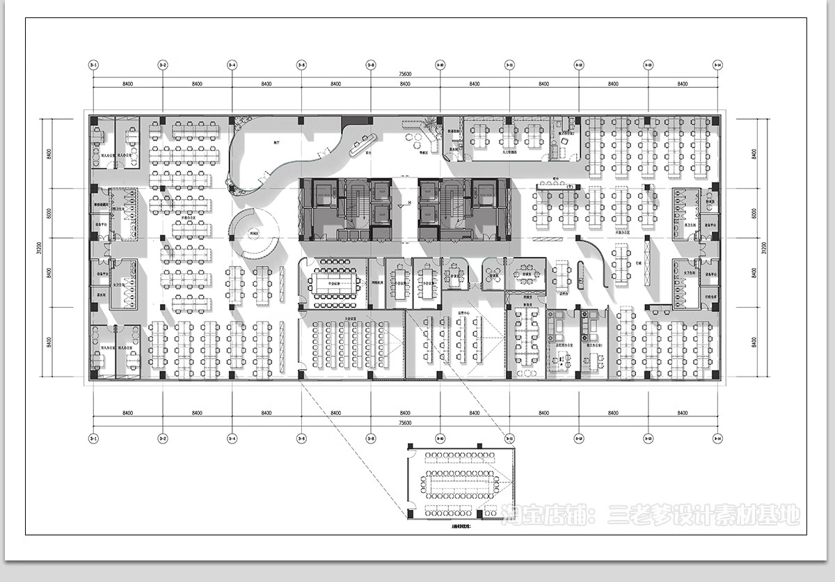 图片[24]-办公室CAD平面布局图工装家具办公空间室内设计方案施工图纸图库-大怪兽分享