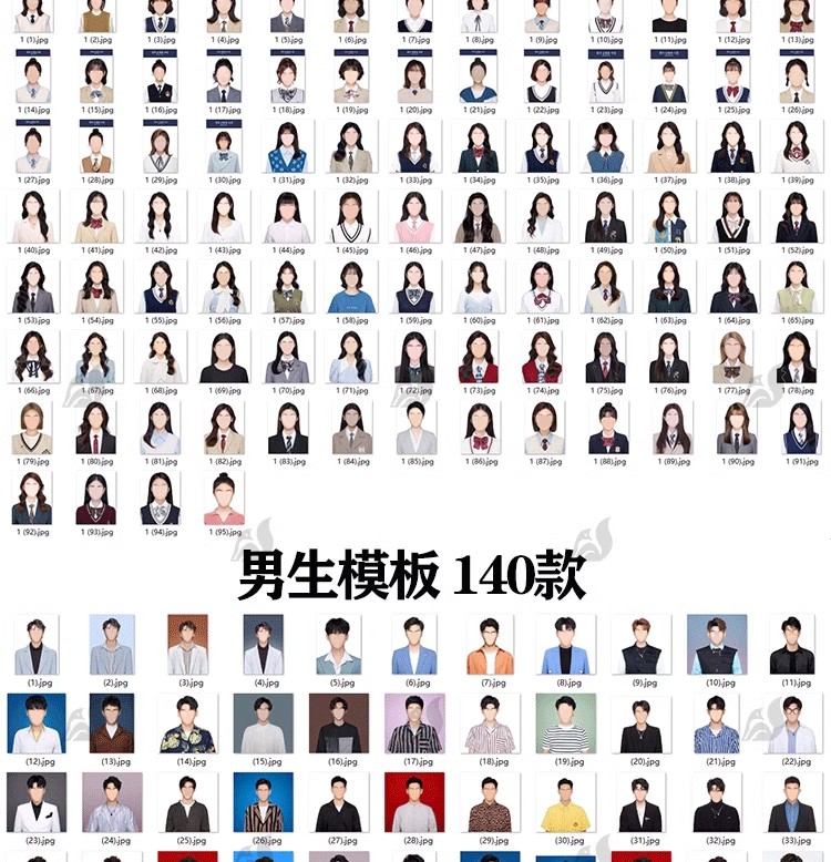 图片[16]-海马体证件照模板PS免扣男孩女孩学生西装睫毛发型头发五官素材-大怪兽分享