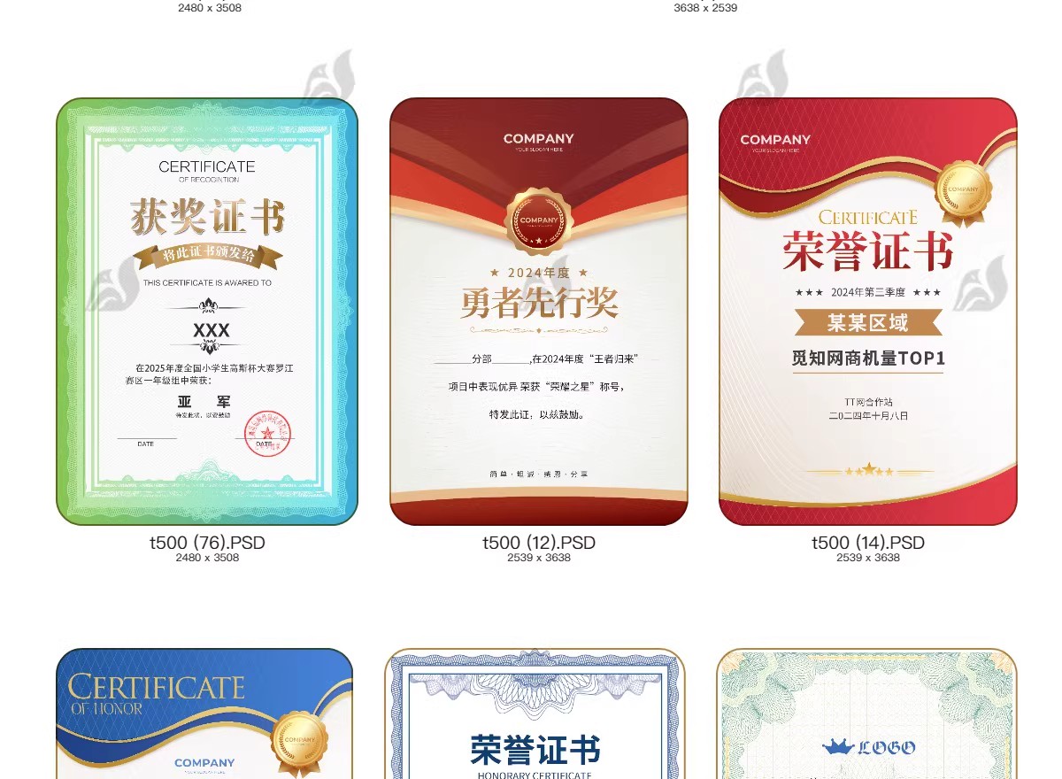 图片[18]-荣誉证书学生奖状授权证书聘书表扬信获奖模板PSD/ai/cdr设计素材-大怪兽分享