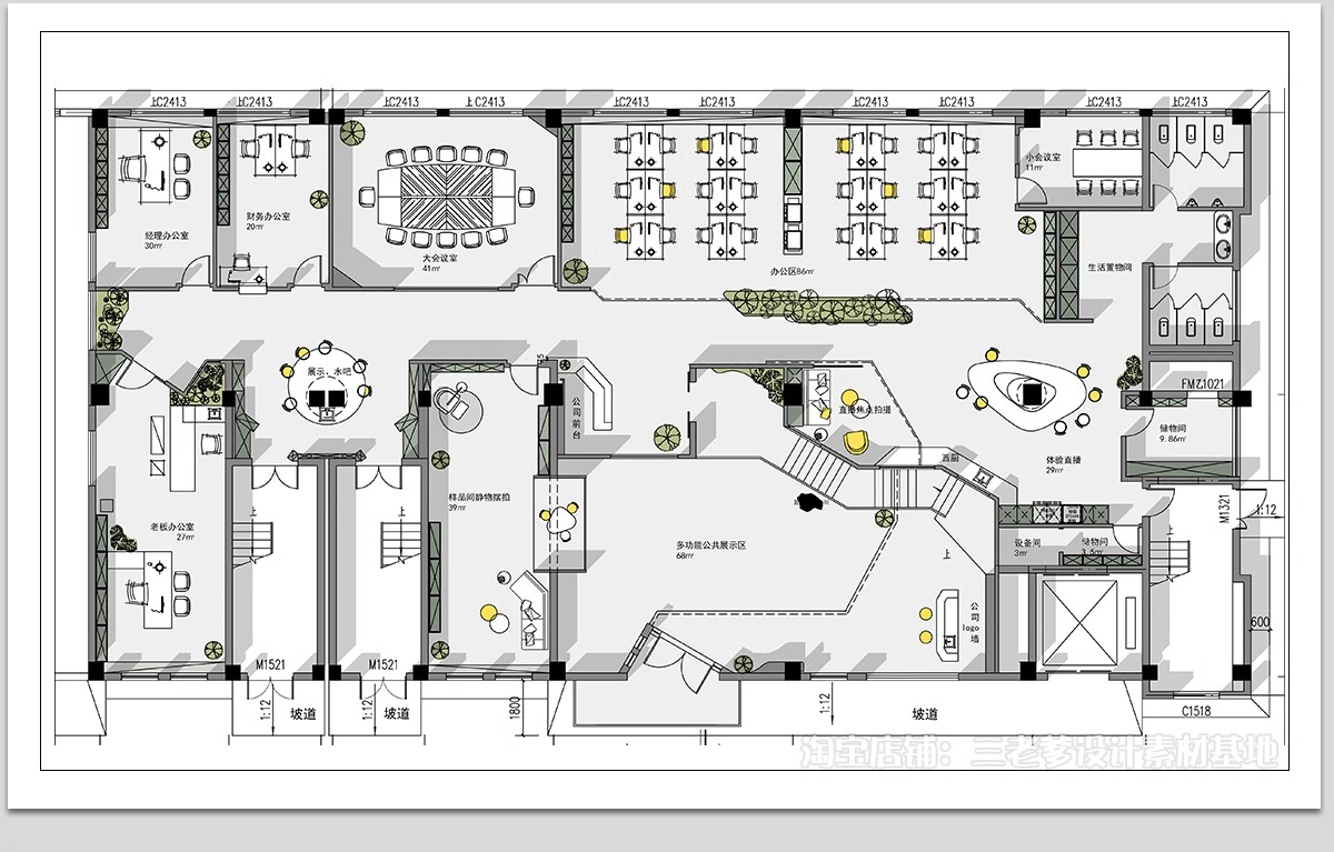 图片[44]-办公室CAD平面布局图工装家具办公空间室内设计方案施工图纸图库-大怪兽分享