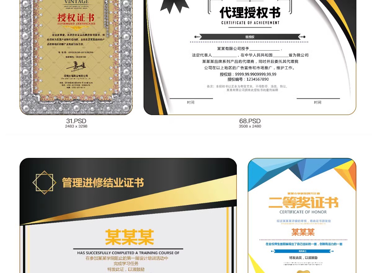 图片[48]-荣誉证书学生奖状授权证书聘书表扬信获奖模板PSD/ai/cdr设计素材-大怪兽分享