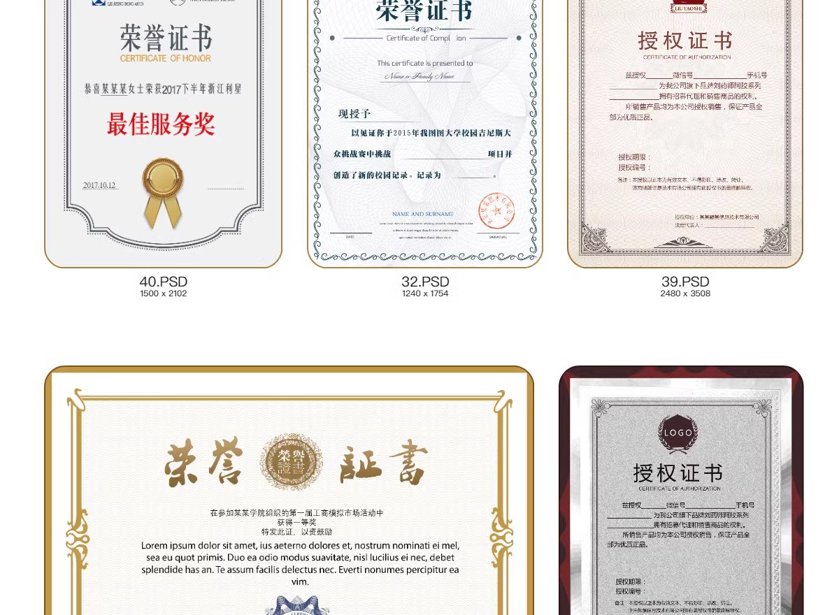 图片[63]-荣誉证书学生奖状授权证书聘书表扬信获奖模板PSD/ai/cdr设计素材-大怪兽分享
