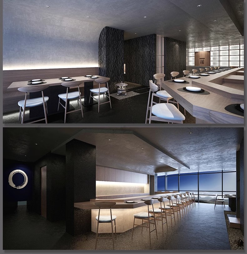 餐饮空间CAD施工图纸 3D模型效果图平面中式茶餐厅快餐饭店su全套-大怪兽分享