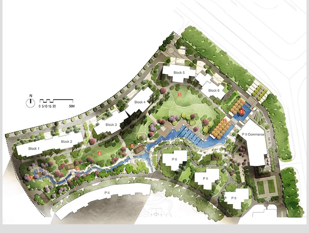 小清新建筑景观总平面图PSD分层园林公园广场彩平图竞赛风PS素材-大怪兽分享