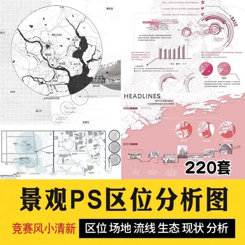 前期人文地理地块区位分析图PSD分层源文件竞赛风建筑设计ps素材-大怪兽分享
