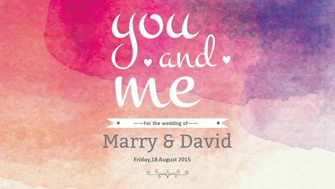 艺术水彩婚礼婚庆主题PPT模板-大怪兽分享