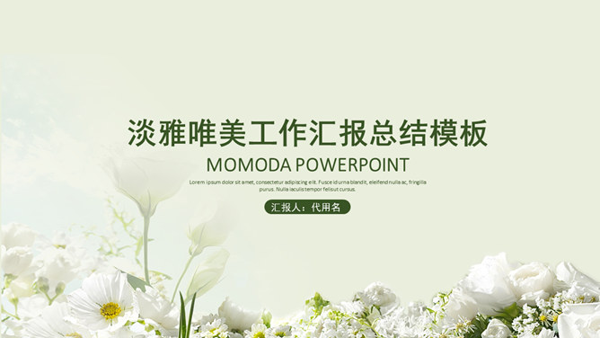 淡雅唯美工作总结汇报PPT模板-大怪兽分享