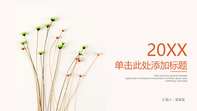 淡雅清新简约通用PPT模板-大怪兽分享