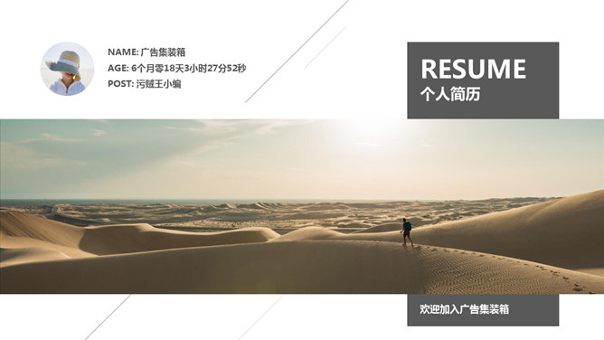 时尚求职个人简历PPT模板-大怪兽分享