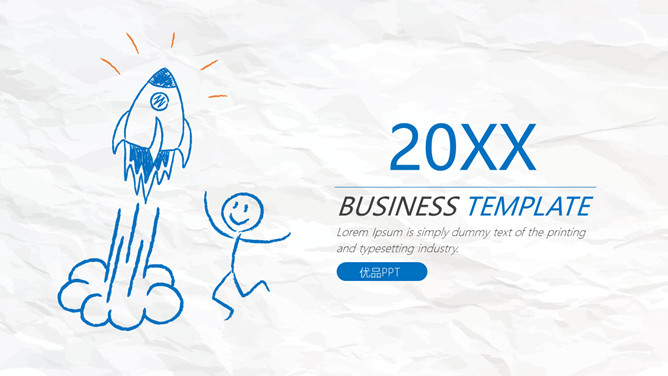 创意手绘卡通商务PPT模板-大怪兽分享