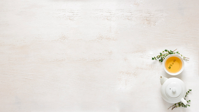 桌面茶壶茶碗PPT背景图片-大怪兽分享