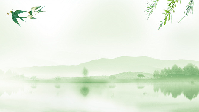 春天柳树燕子PPT背景图片-大怪兽分享