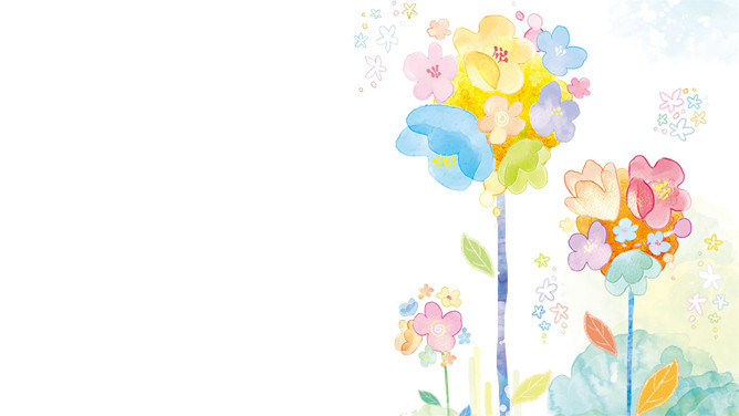 淡雅清新水彩花朵PPT背景图片-大怪兽分享