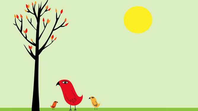 简洁卡通艺术设计PPT背景-大怪兽分享