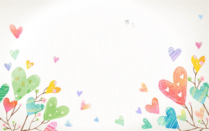 可爱卡通爱心PPT背景图片-大怪兽分享