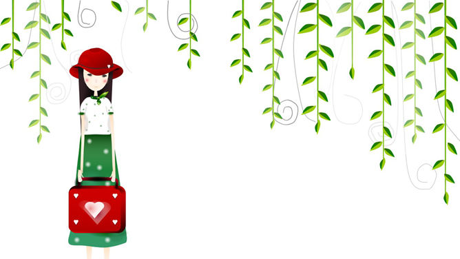 卡通可爱女生PPT背景图片-大怪兽分享