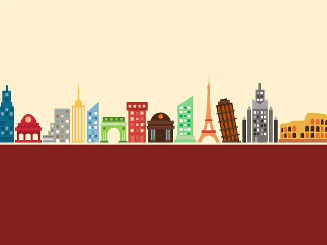 卡通著名建筑PPT背景图片-大怪兽分享