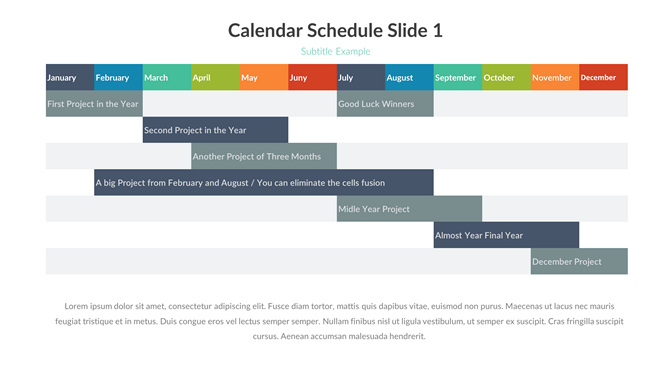 一年月份PPT甘特图素材-大怪兽分享