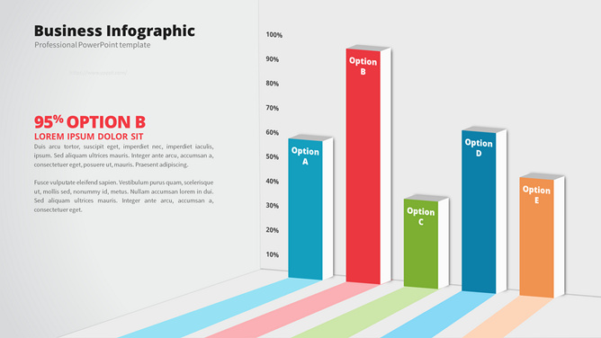立体长阴影PPT条形图-大怪兽分享