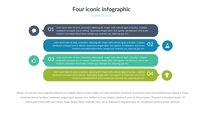 气泡框四项并列PPT素材-大怪兽分享