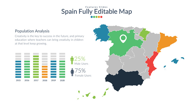西班牙地图PPT素材-大怪兽分享
