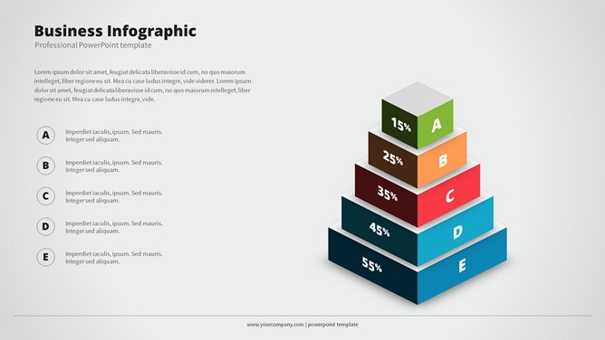 五层立体方块PPT图形-大怪兽分享