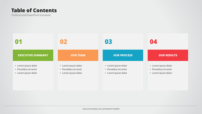 四项项目并列PPT素材-大怪兽分享