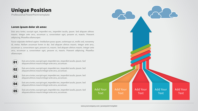 聚合五项箭头PPT图形-大怪兽分享