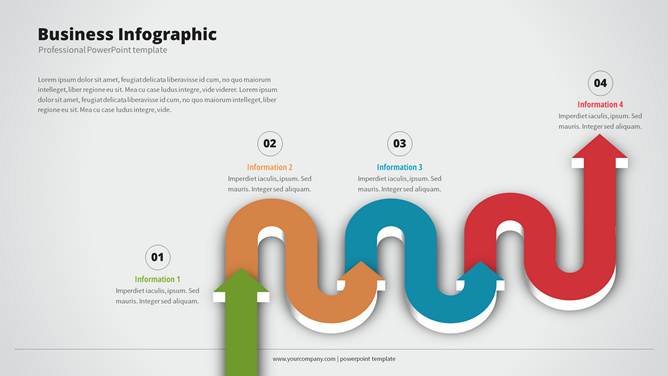 波浪箭头流程图PPT素材-大怪兽分享