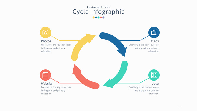 箭头旋转循环PPT图形素材-大怪兽分享