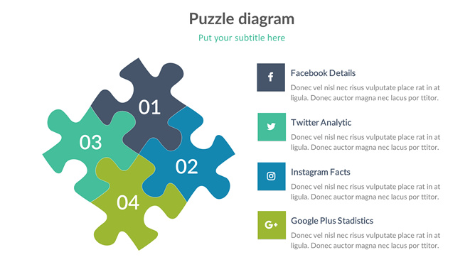 四项拼图PPT图形素材-大怪兽分享