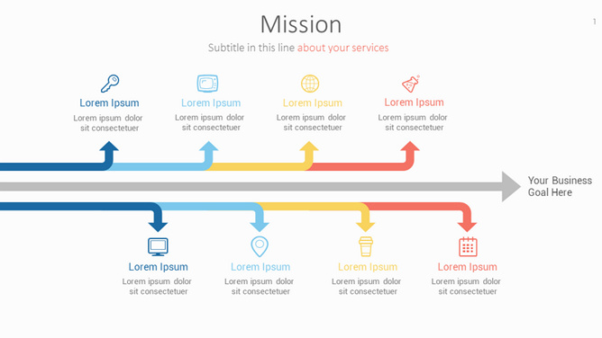 方向箭头项目并列PPT素材-大怪兽分享