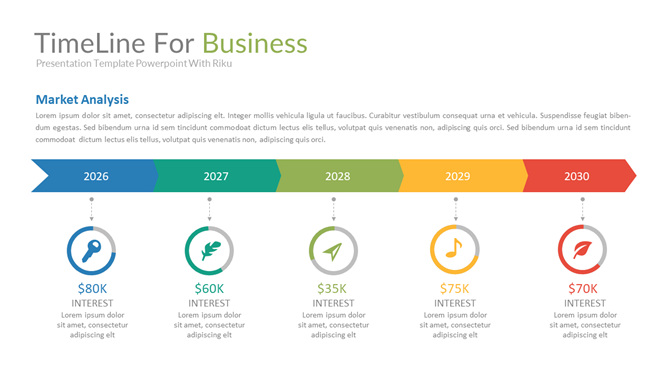 方向箭头时间轴PPT素材-大怪兽分享