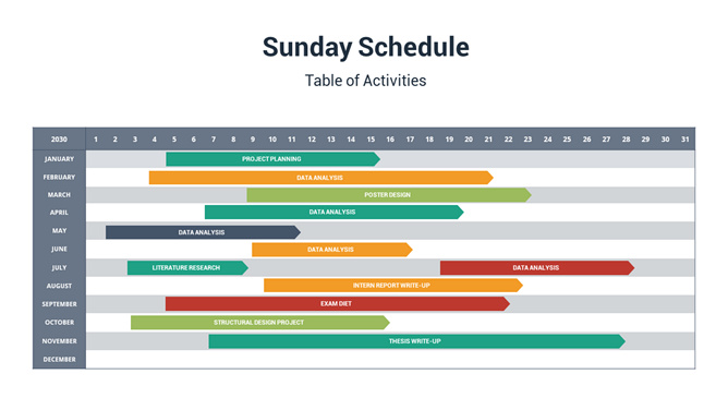 12个月甘特图PPT素材-大怪兽分享