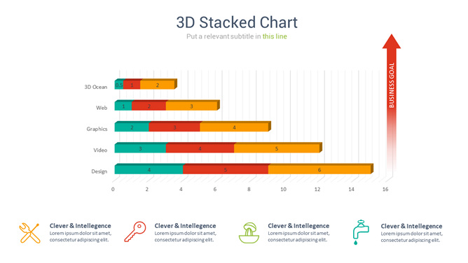 立体三段条形图PPT素材-大怪兽分享