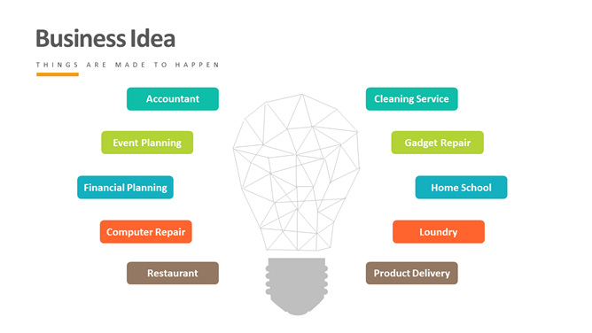 灯泡创意列表PPT素材-大怪兽分享
