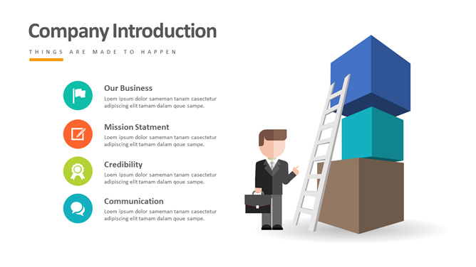 商务小人梯子PPT图形-大怪兽分享